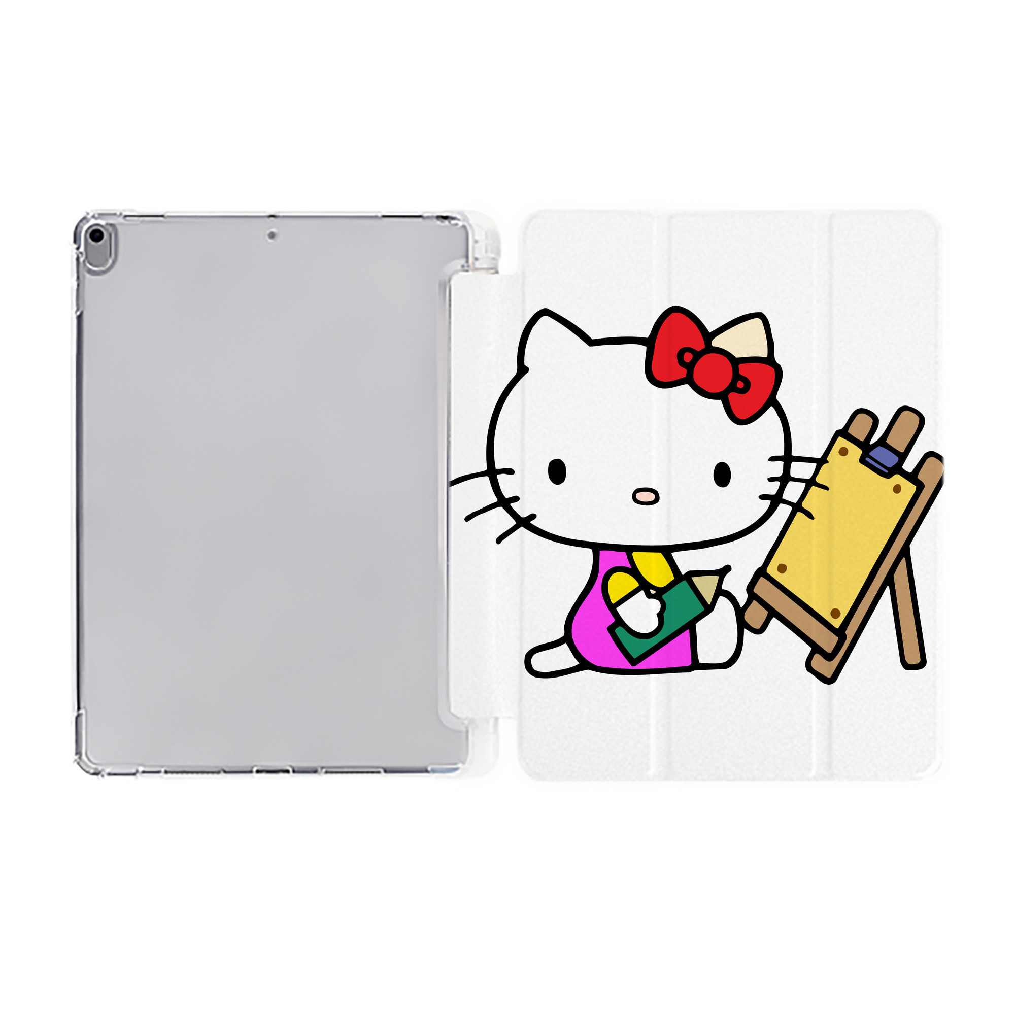 （画像用） Hello Kitty ハローキティ IPad ケース ペン収納付き 三つ折りスタンド PUレザー×シリコン 対応機種9.5/10.5/10.9インチ